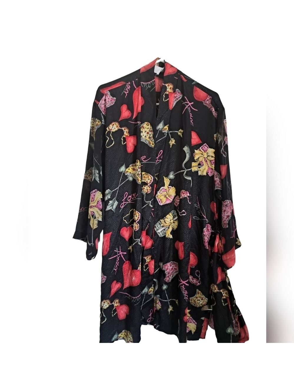 NATORI graphic hearts LOVE L'AMOUR Valentine's bridal short Robe Cupids Arrow SM